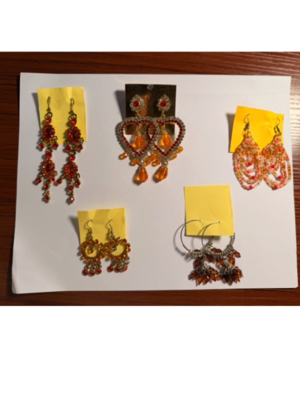 VINTAGE Earrings- Orange (W/ Gold and Silver)